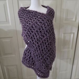 Handmade Granny Crochet Purple Shaw Wrap Scarf